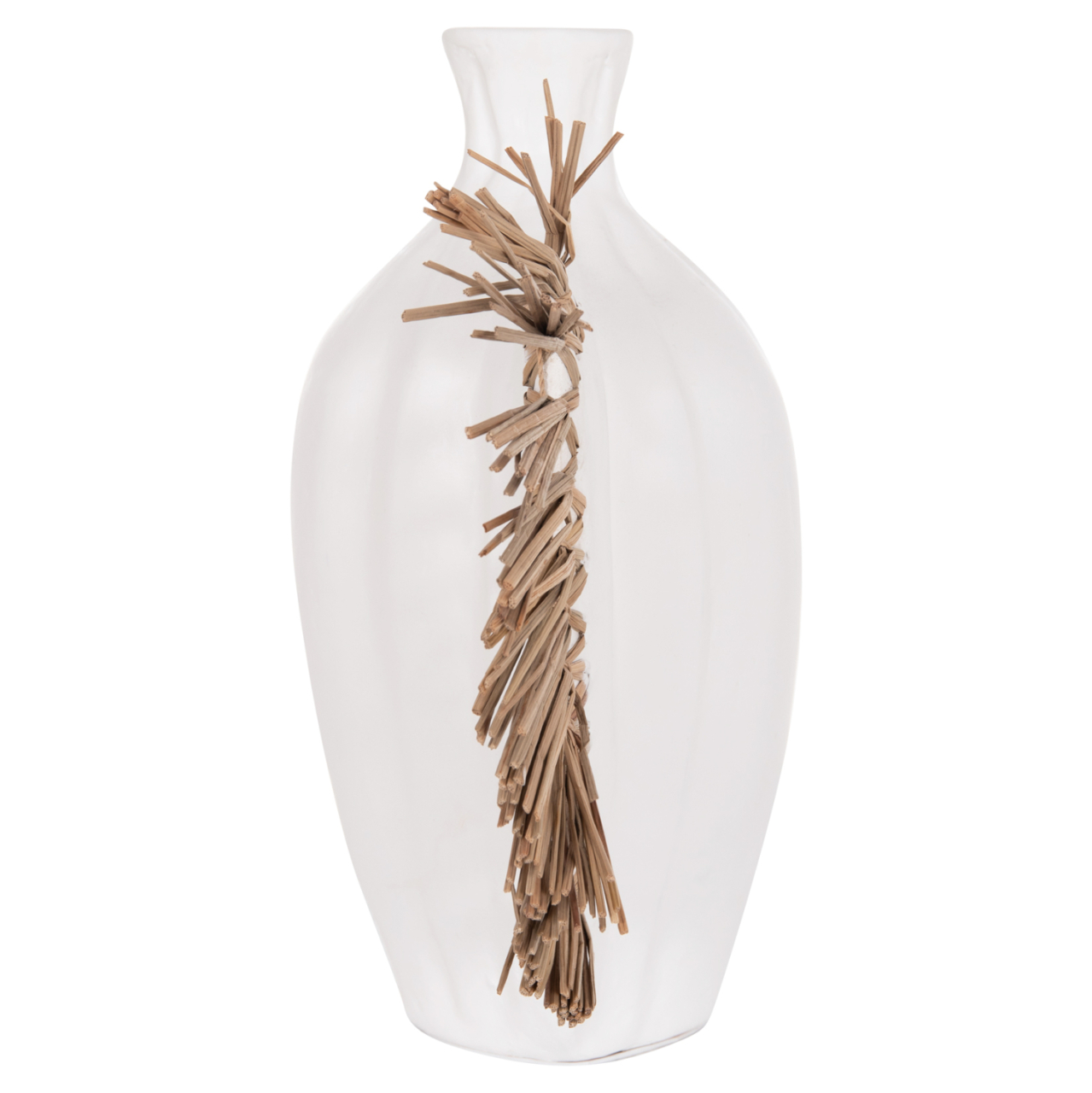 TABLE DECORATIVE VASE JEBB HM4689.02 TERRACOTA IN WHITE and GRASS--32x15x33Hcm. [6]