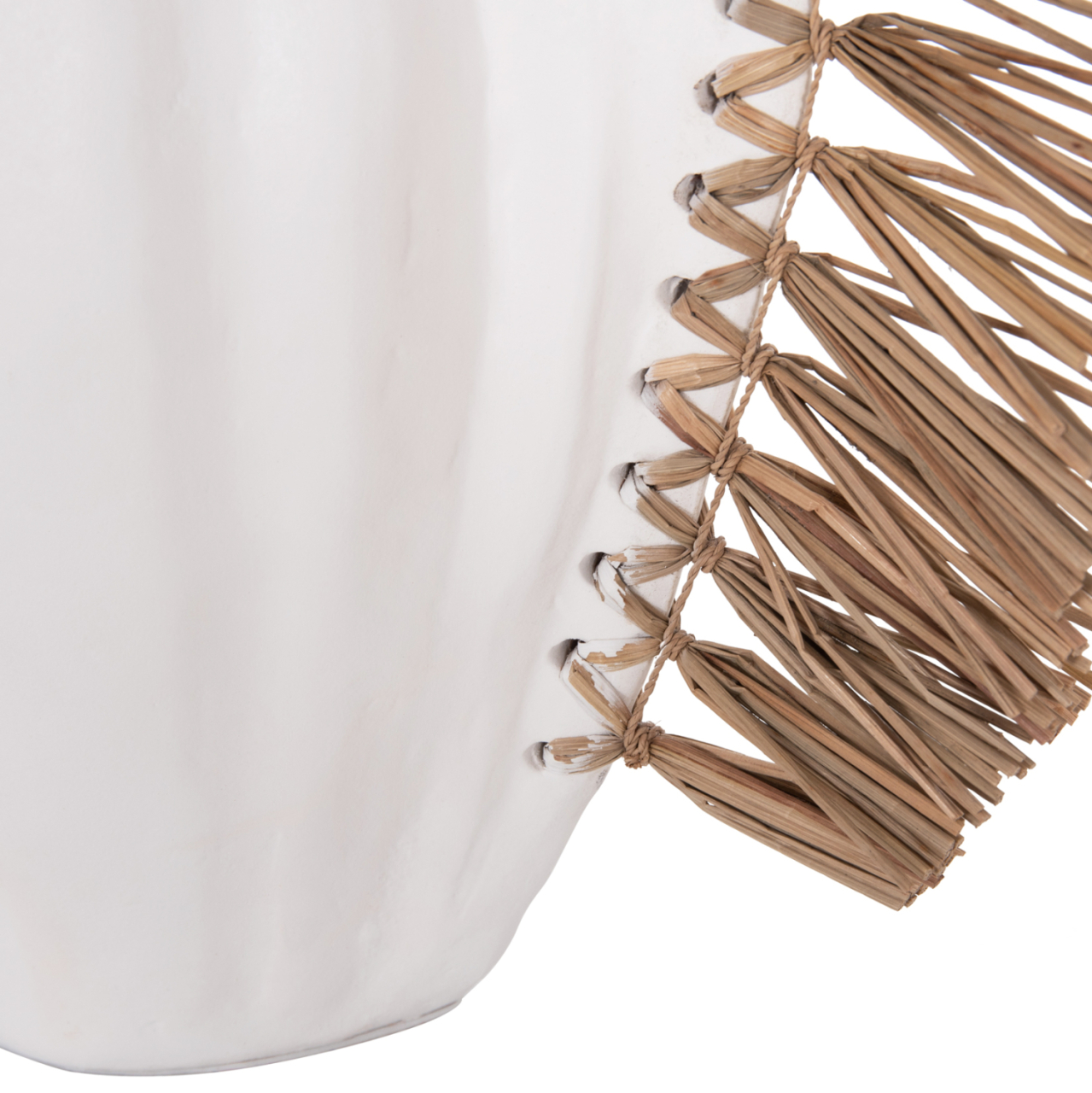 TABLE DECORATIVE VASE JEBB HM4689.02 TERRACOTA IN WHITE and GRASS--32x15x33Hcm. [10]