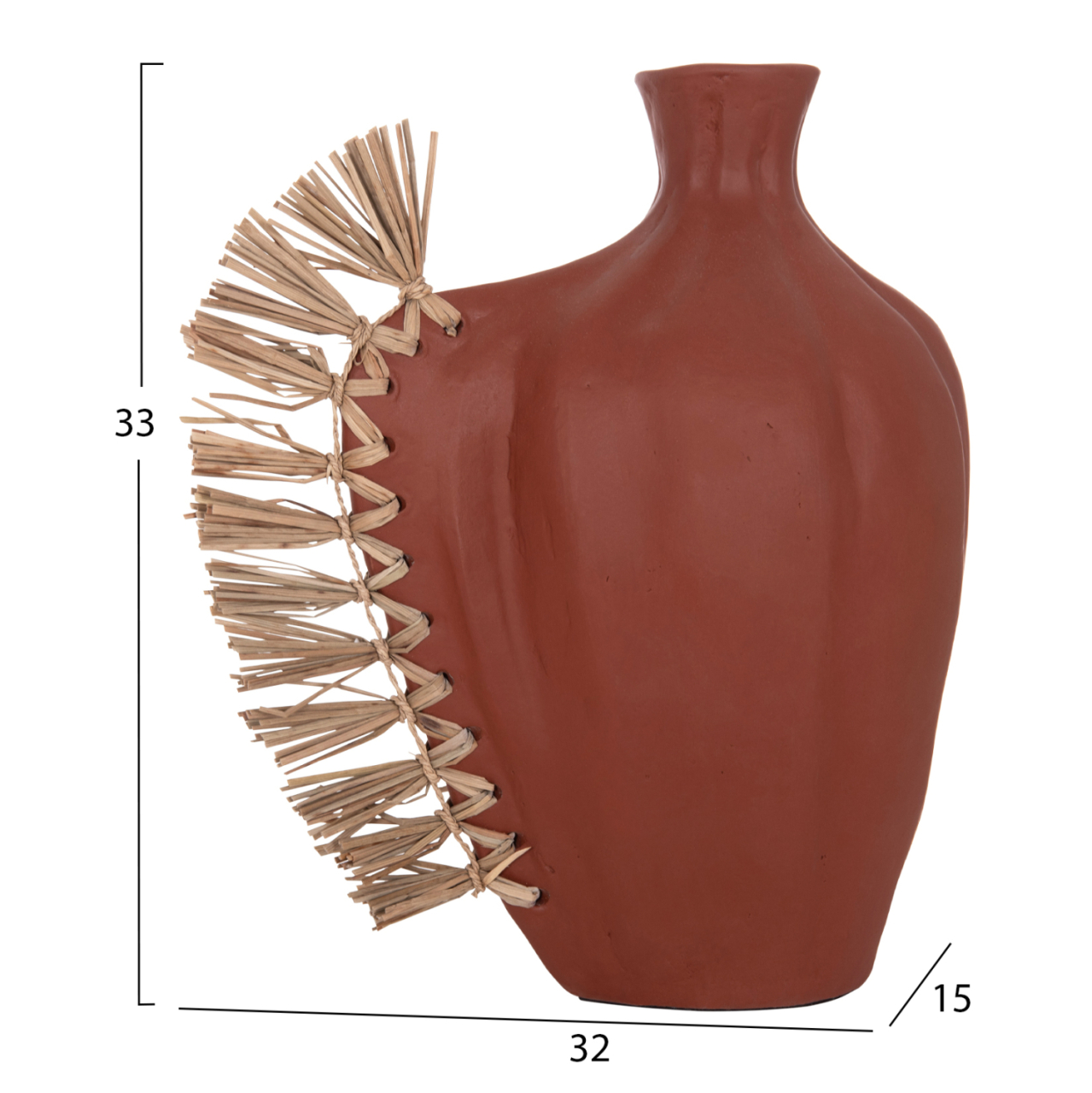 TABLE DECORATIVE VASE JEBB HM4689.08 TERRACOTA IN NATURAL and GRASS--32x15x33Hcm. [2]