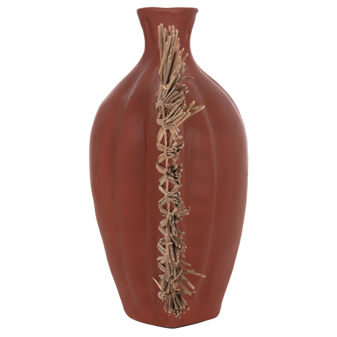 TABLE DECORATIVE VASE JEBB HM4689.08 TERRACOTA IN NATURAL and GRASS--32x15x33Hcm. [6]