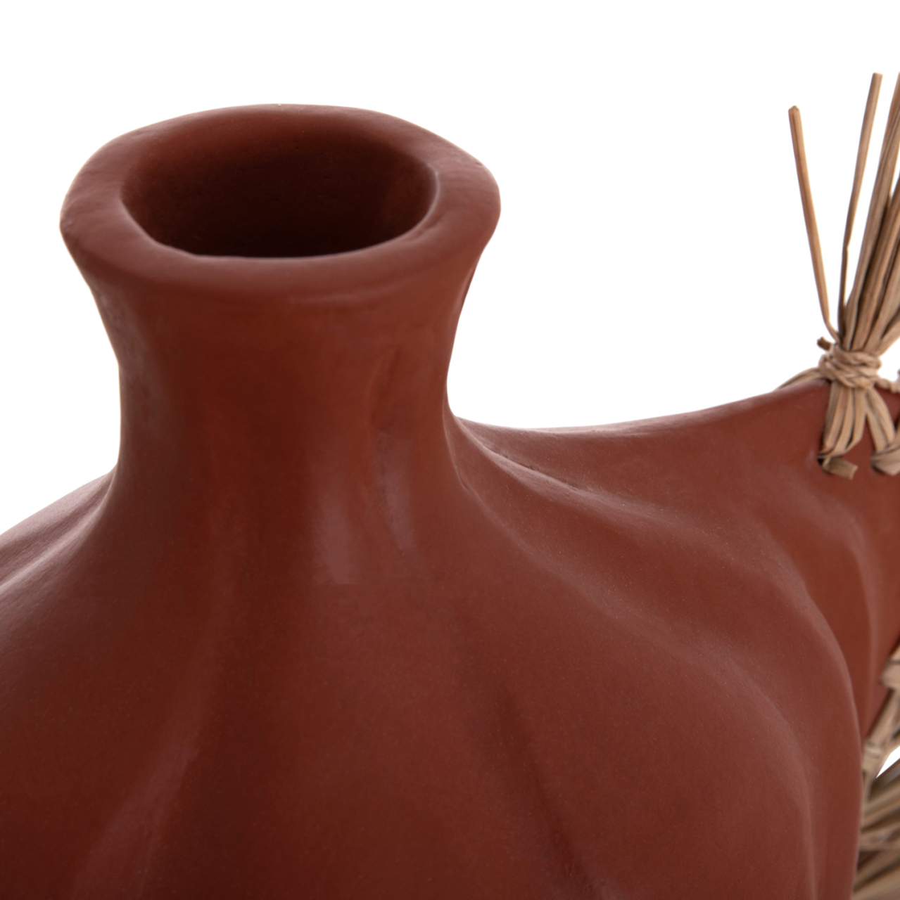 TABLE DECORATIVE VASE JEBB HM4689.08 TERRACOTA IN NATURAL and GRASS--32x15x33Hcm. [8]