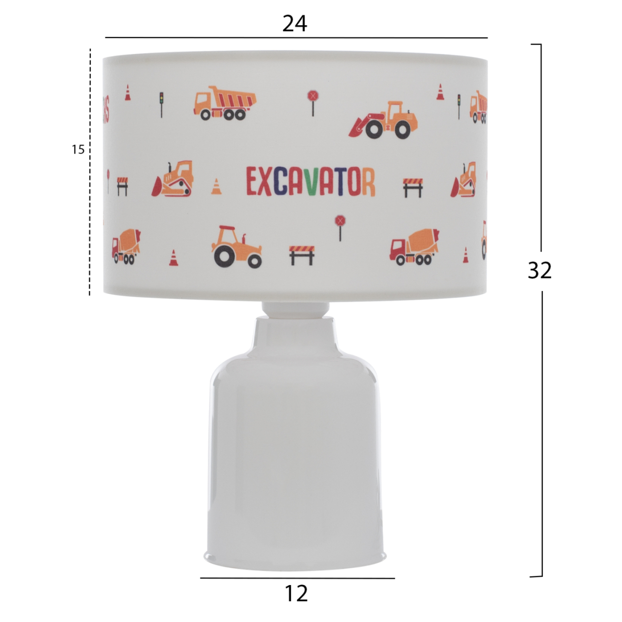 TABLE LAMP BALOO HM7577.04 KID'S ROOM FABRIC CYLINDRICAL "CAP" Φ24x32H [2]