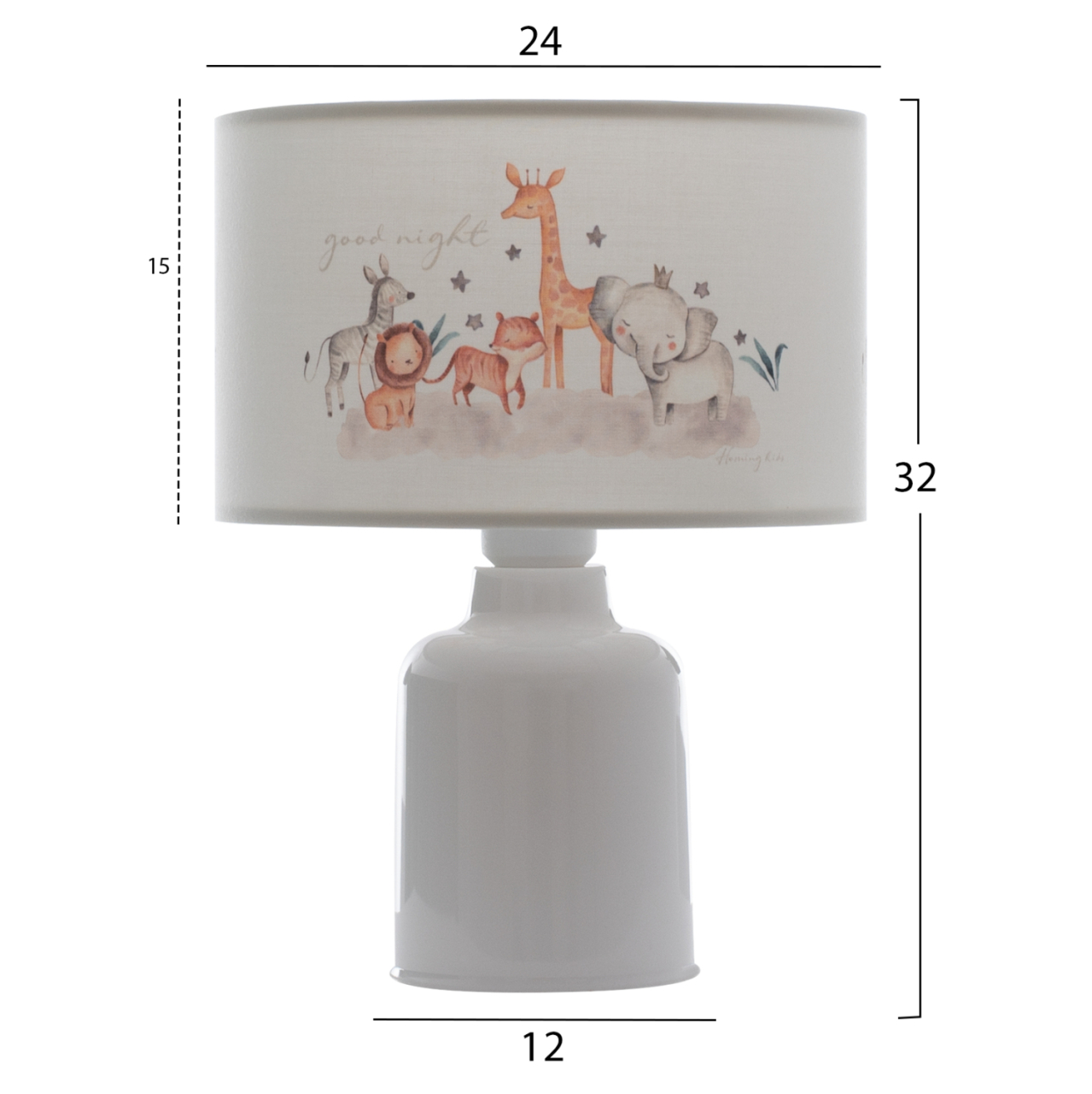 TABLE LAMP BALOO HM7577.06 KID'S ROOM FABRIC CYLINDRICAL "CAP" Φ24x32H [2]