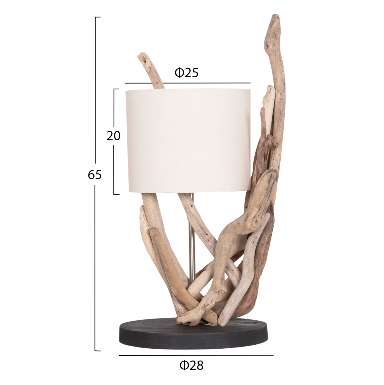 TABLE LAMP BRAMBLE HM4873 DRIFTWOOD and WHITE CAP Φ28x65Hcm. [2]
