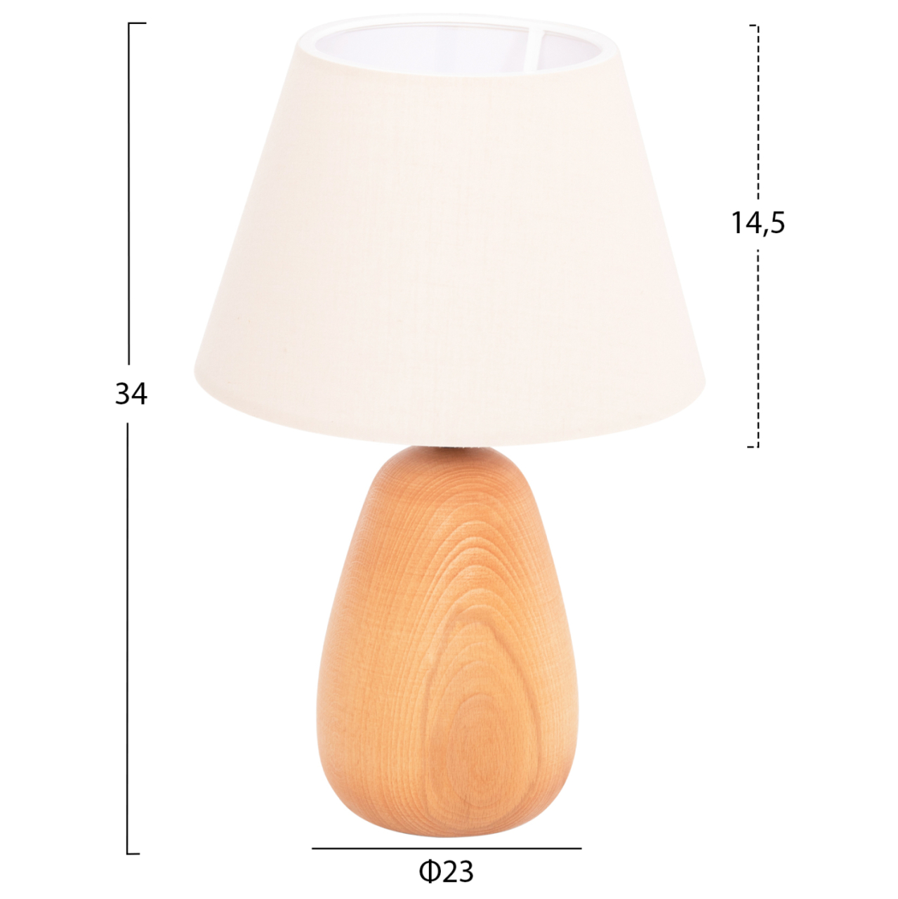 TABLE LAMP CONNI HM4710 CREAM WHITE CAP-WOODEN BASE Φ23x34Hcm. [2]