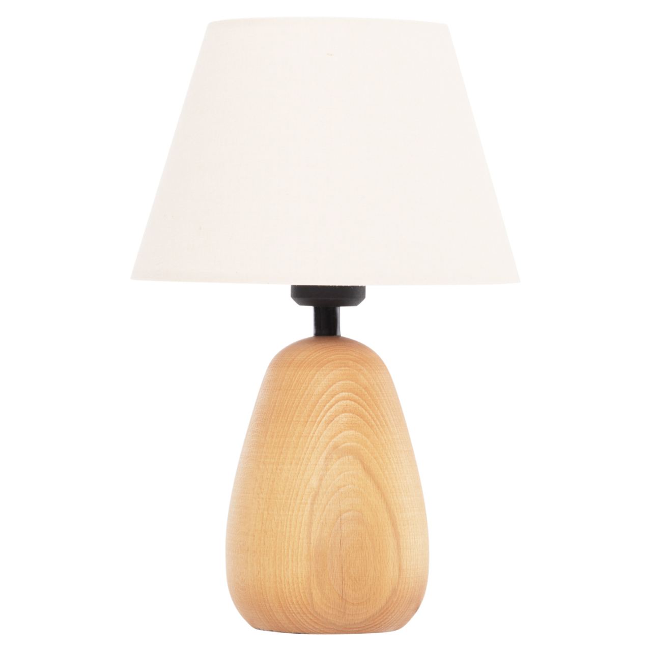 TABLE LAMP CONNI HM4710 CREAM WHITE CAP-WOODEN BASE Φ23x34Hcm. [3]