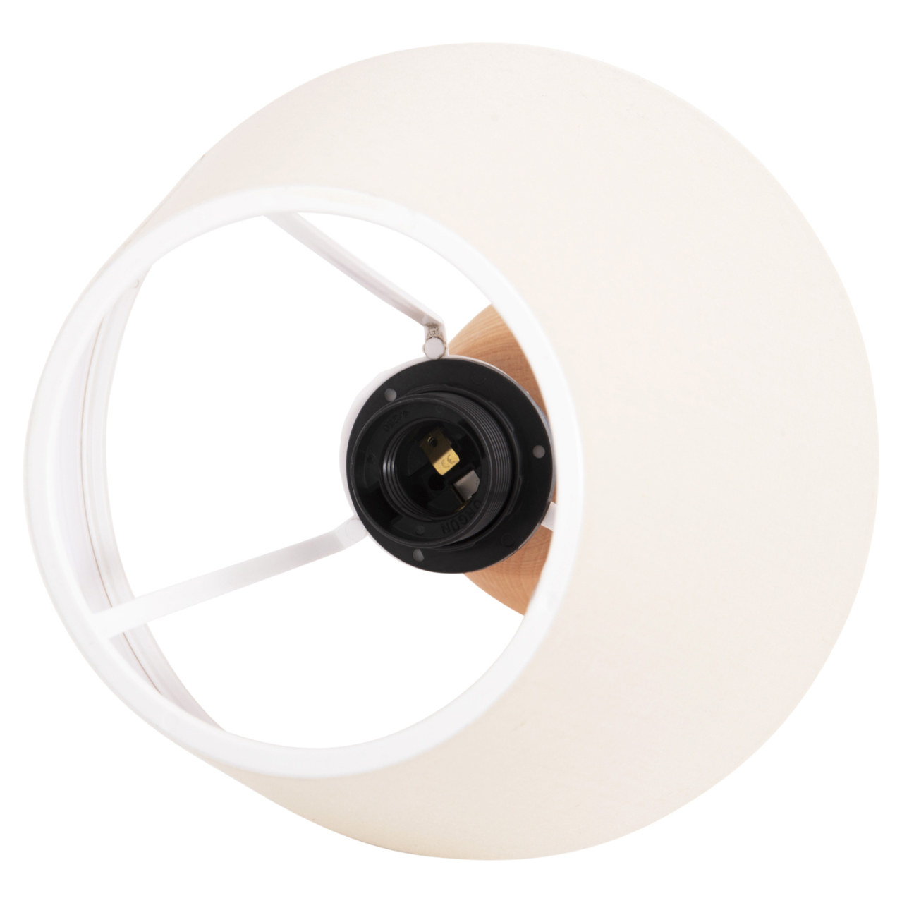 TABLE LAMP CONNI HM4710 CREAM WHITE CAP-WOODEN BASE Φ23x34Hcm. [8]