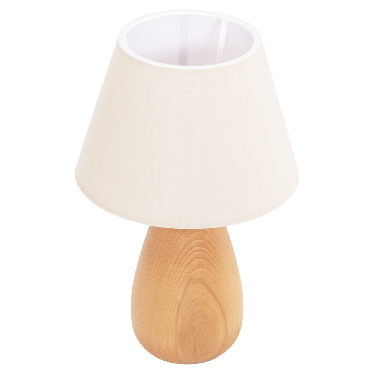TABLE LAMP CONNI HM4710 CREAM WHITE CAP-WOODEN BASE Φ23x34Hcm. [4]