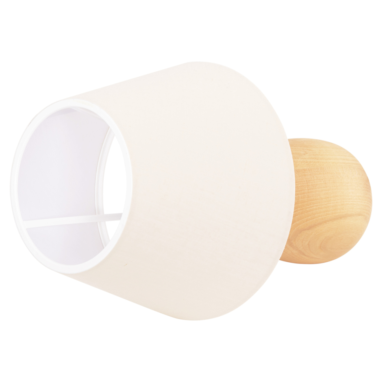 TABLE LAMP CONNI HM4710 CREAM WHITE CAP-WOODEN BASE Φ23x34Hcm. [9]