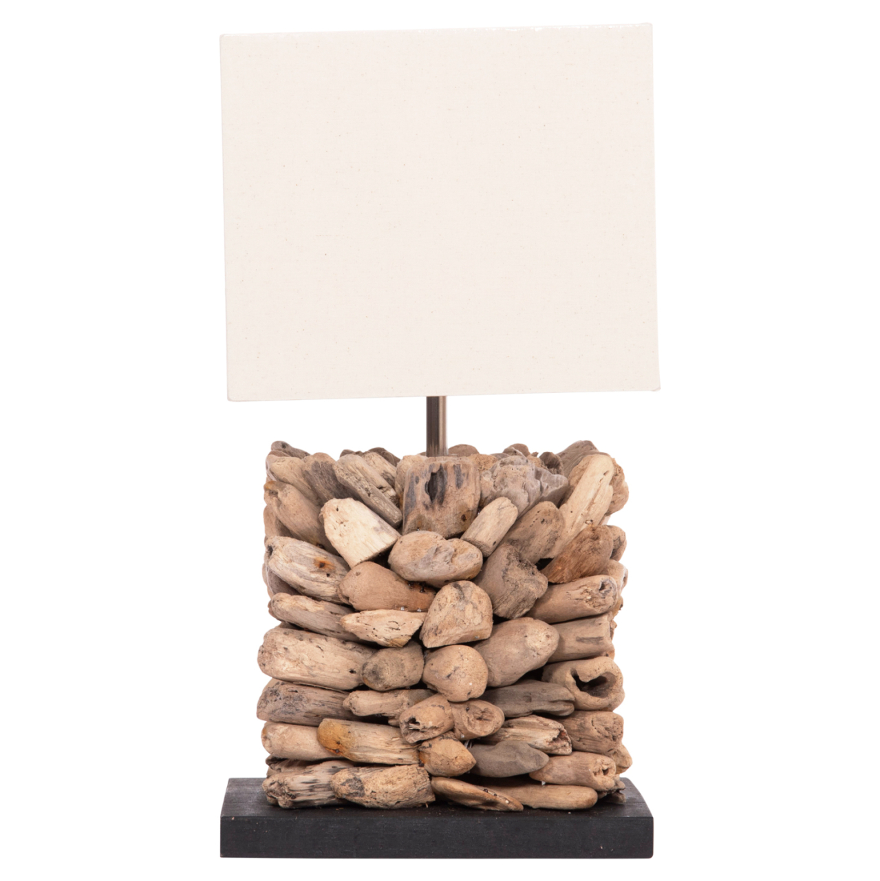 TABLE LAMP CUBE SHAPE TWIGGY HM4425 DRIFTWOOD and WHITE CAP 24x24x46Hcm. [3]