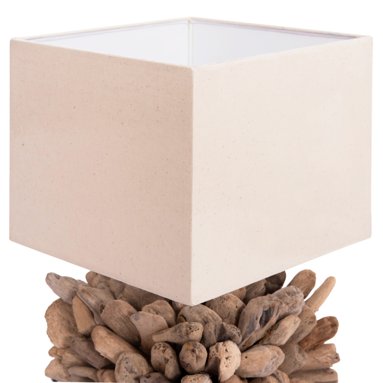 TABLE LAMP CUBE SHAPE TWIGGY HM4425 DRIFTWOOD and WHITE CAP 24x24x46Hcm. [4]