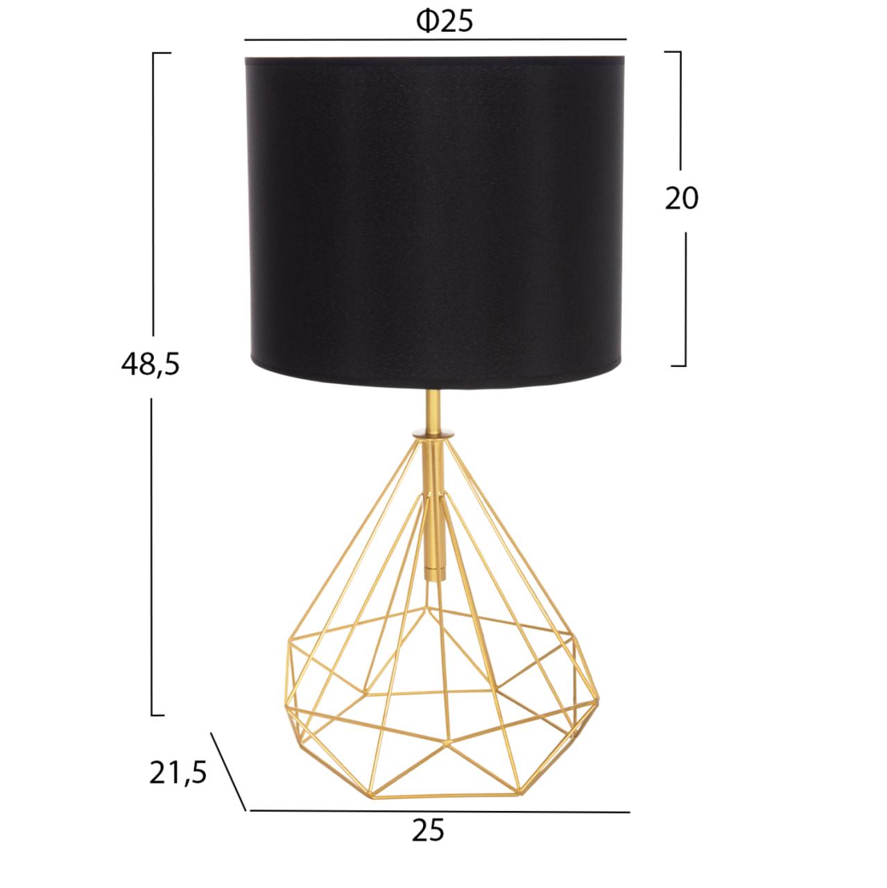 TABLE LAMP GEILO HM7416.12 METAL IN GOLD--BLACK PVC CAP Φ25x48.5Hcm. [2]