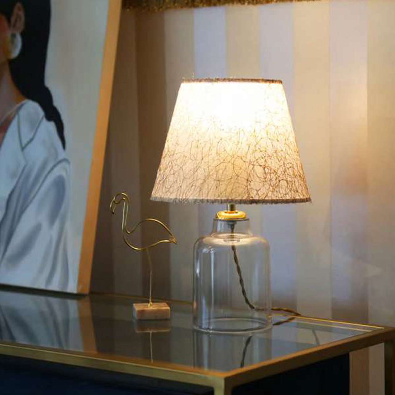 TABLE LAMP HM7583.03 GOLDEN CAP, TRANSPARENT BASE, GOLDEN PILLAR [3]