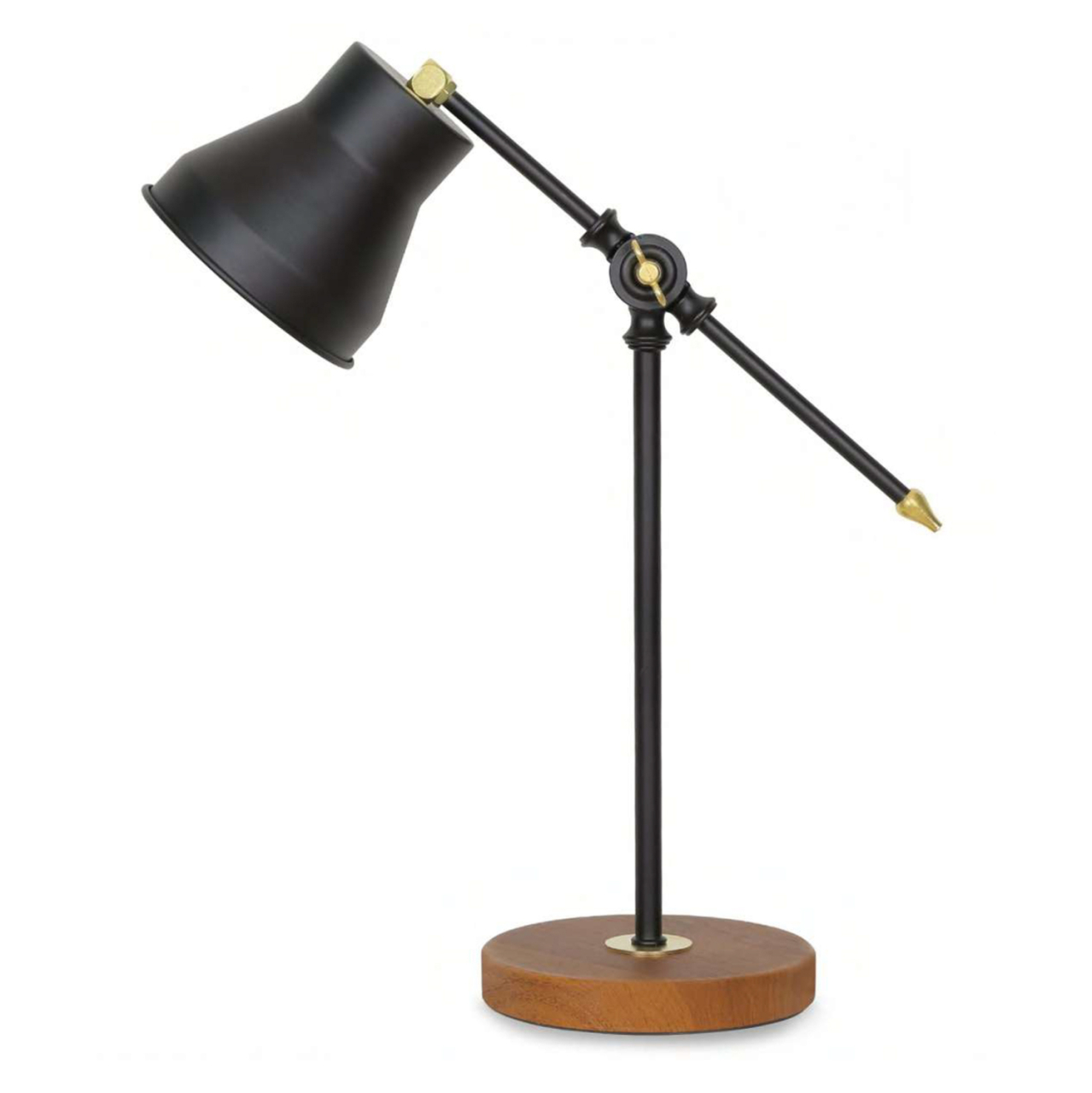 TABLE LAMP HM7584.01 LIGHT BROWN BASE, BLACK PILLAR AND ARM, BLACK CAP [3]