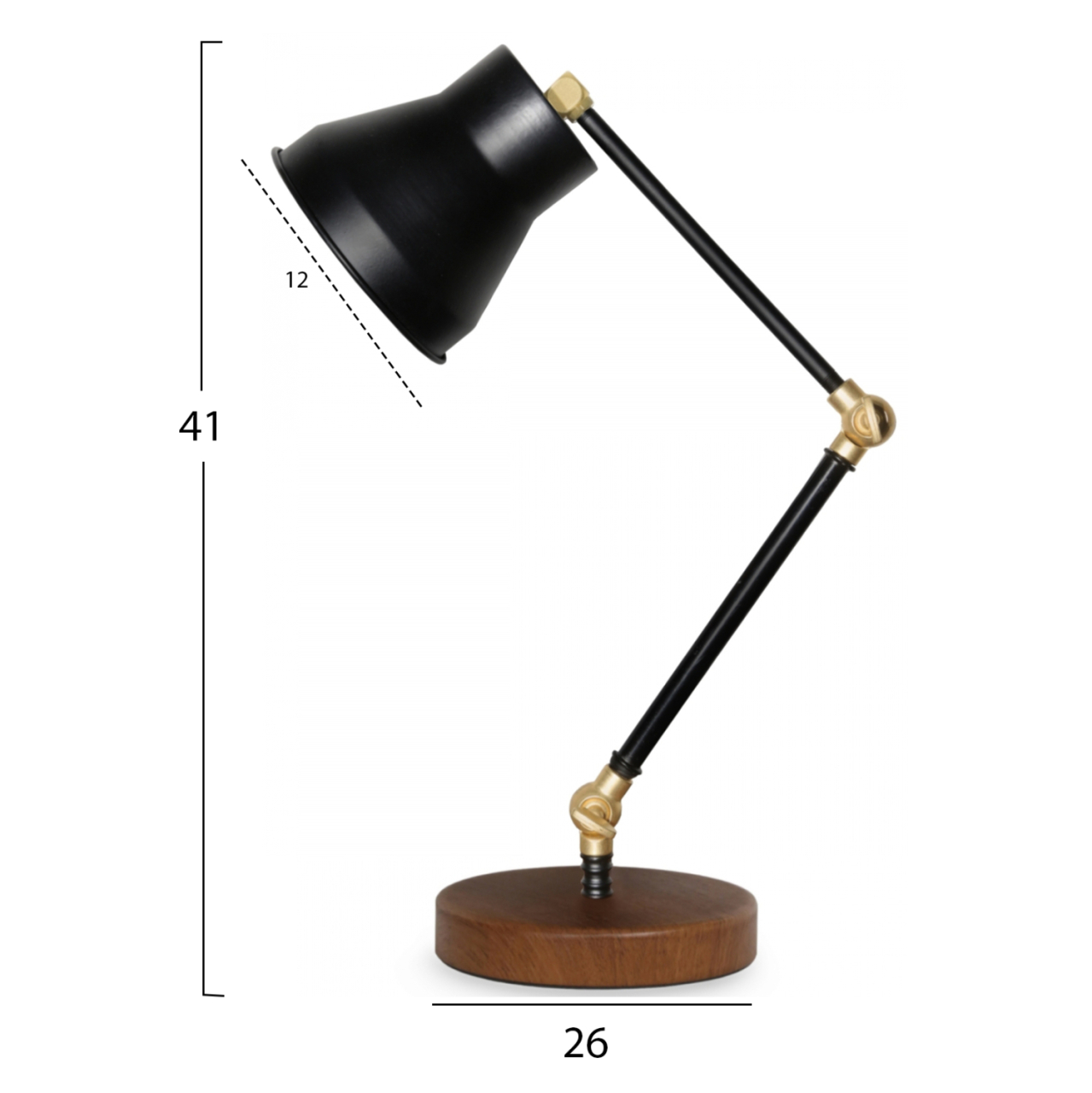 TABLE LAMP HM7585.01 LIGHT BROWN BASE, BLACK ARMS, BLACK CAP [2]