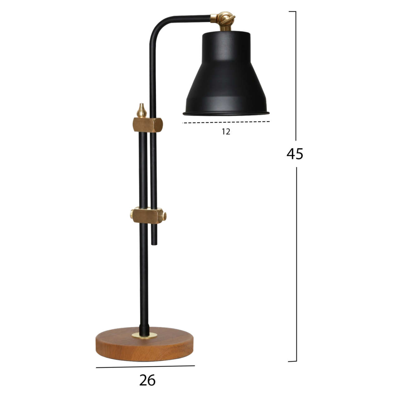 TABLE LAMP HM7587.01 BROWN BASE, BLACK CAP, BLACK PILLAR [2]