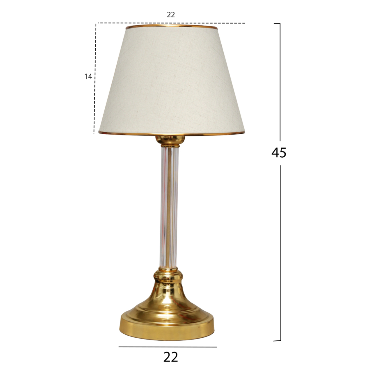 TABLE LAMP HM7591.02 GOLD BASE, TRANSPARENT PILLAR, ECRU CAP [2]