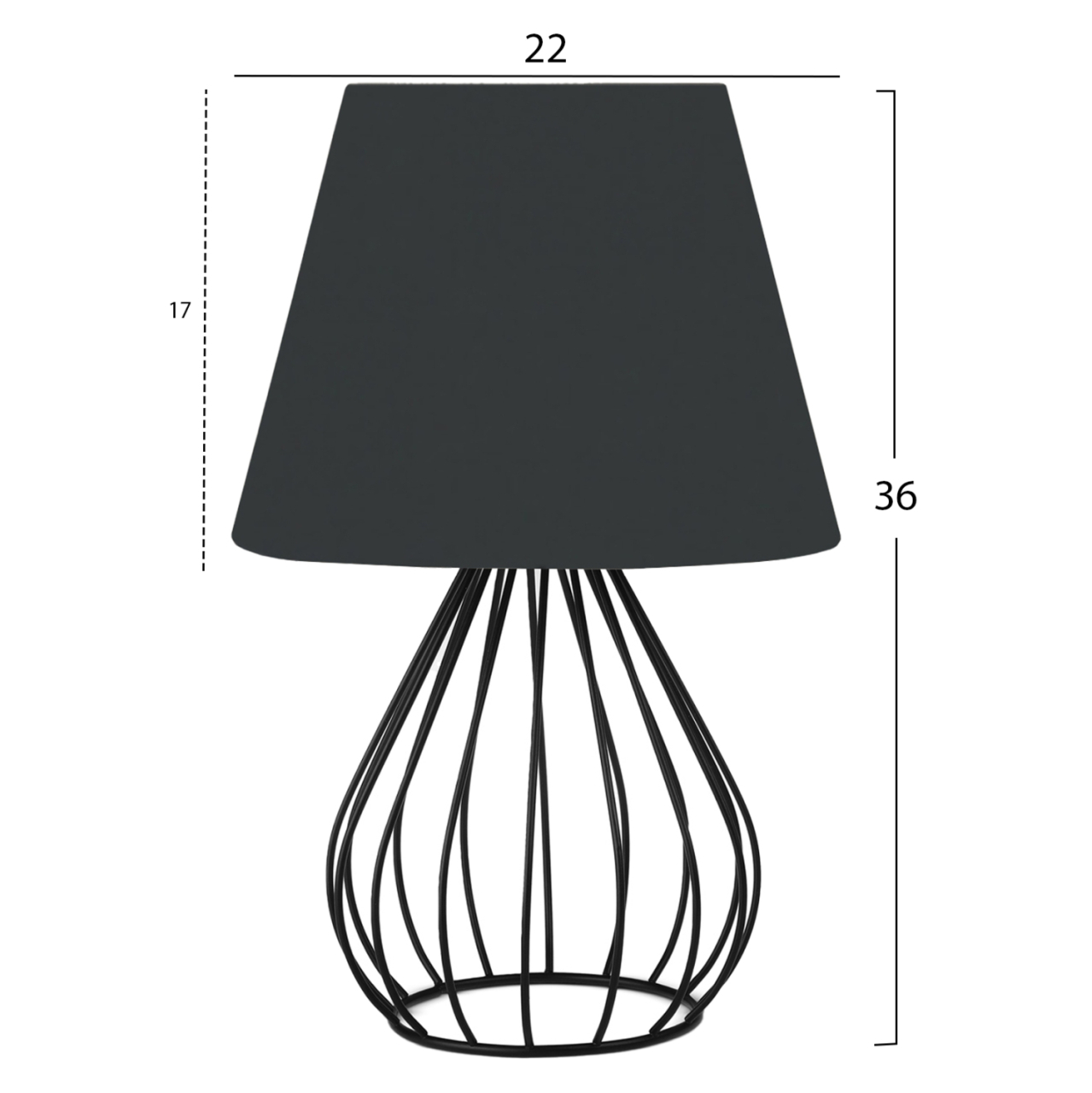 TABLE LAMP HM7604.01 BLACK METAL BODY, BLACK CAP FABRIC [2]