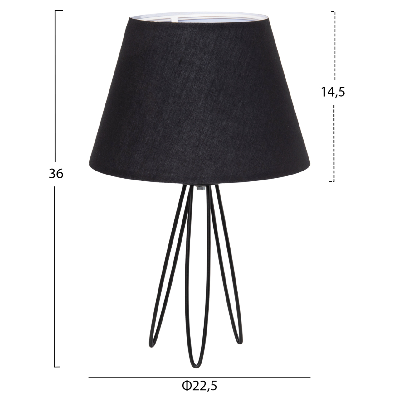 TABLE LAMP LIVO HM4708.01 BLACK WITH TRIPOD METAL BASE Φ22x36Hcm. [2]