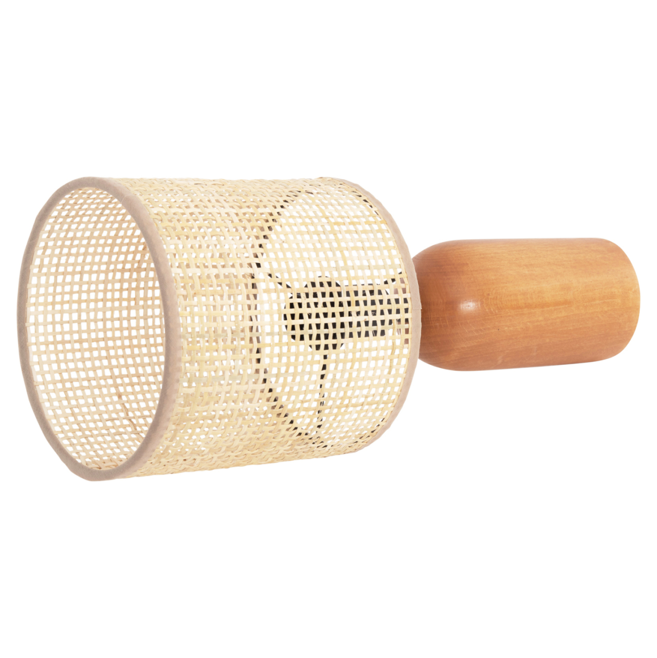 TABLE LAMP LYKTUR HM4709 BEIGE WICKER CAP-WOODEN BASE Φ15,5x35,5Hcm. [4]
