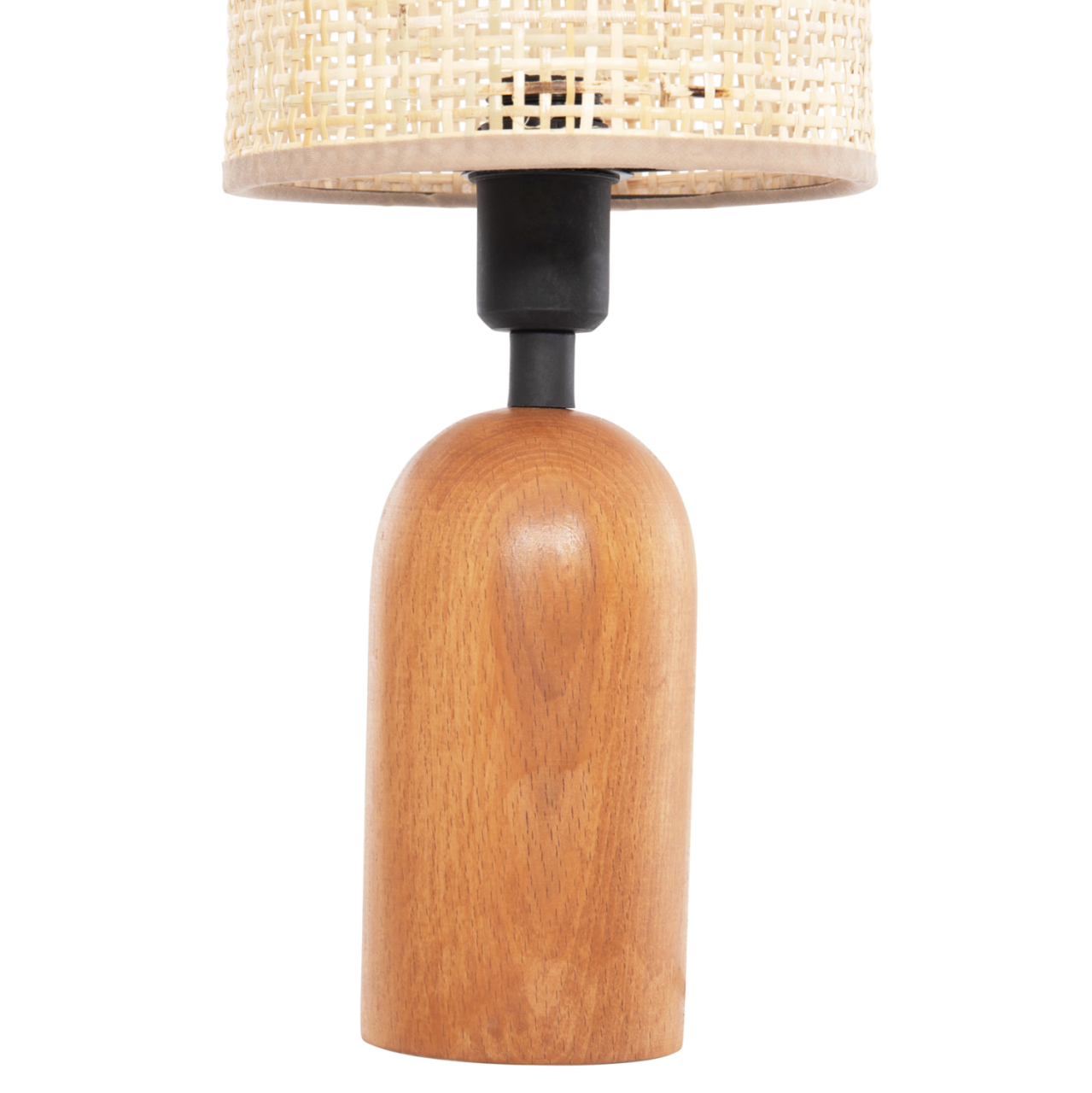 TABLE LAMP LYKTUR HM4709 BEIGE WICKER CAP-WOODEN BASE Φ15,5x35,5Hcm. [7]