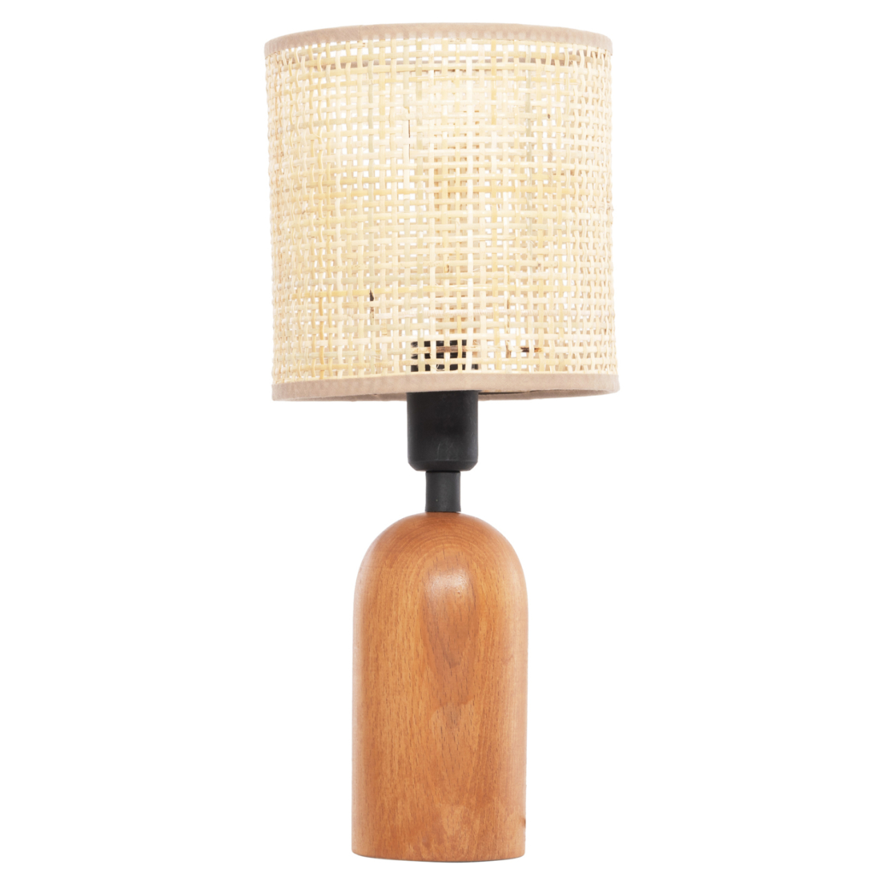 TABLE LAMP LYKTUR HM4709 BEIGE WICKER CAP-WOODEN BASE Φ15,5x35,5Hcm. [3]