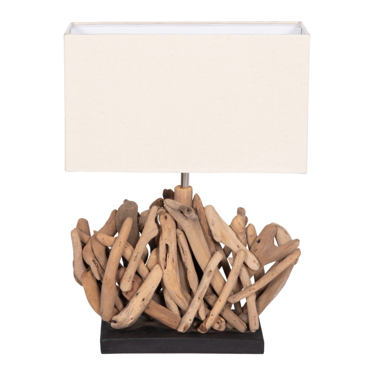 TABLE LAMP RECTANGULAR TWIGGY HM4424 DRIFTWOOD and WHITE CAP 35.5x15x47Hcm. [3]