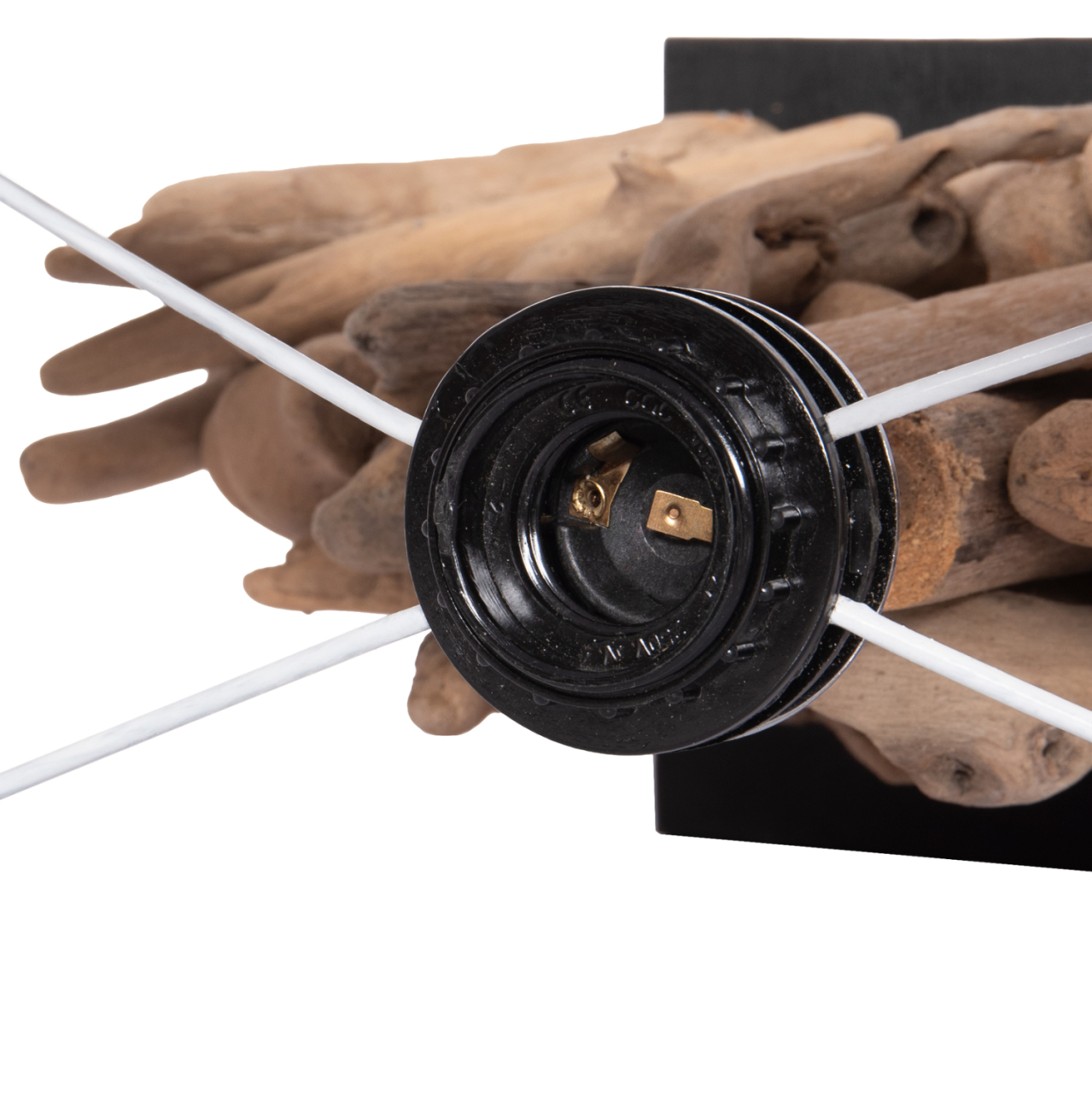 TABLE LAMP RECTANGULAR TWIGGY HM4424 DRIFTWOOD and WHITE CAP 35.5x15x47Hcm. [6]