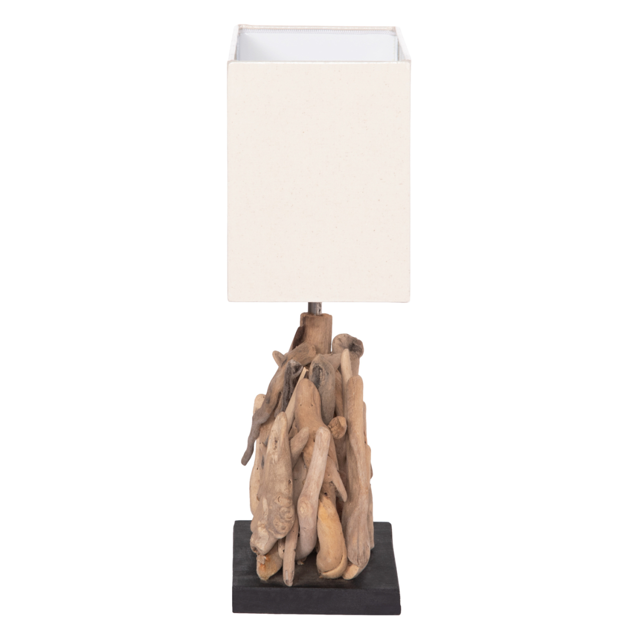 TABLE LAMP RECTANGULAR TWIGGY HM4424 DRIFTWOOD and WHITE CAP 35.5x15x47Hcm. [4]