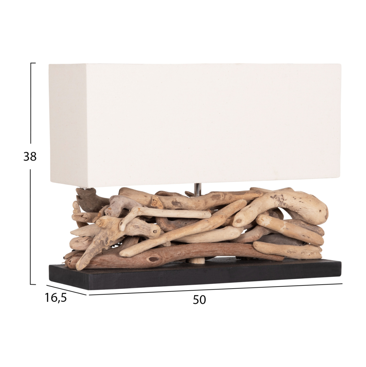 TABLE LAMP RECTANGULAR TWIGGY HM4432 DRIFTWOOD and WHITE CAP 50x16.5x38Hcm. [2]