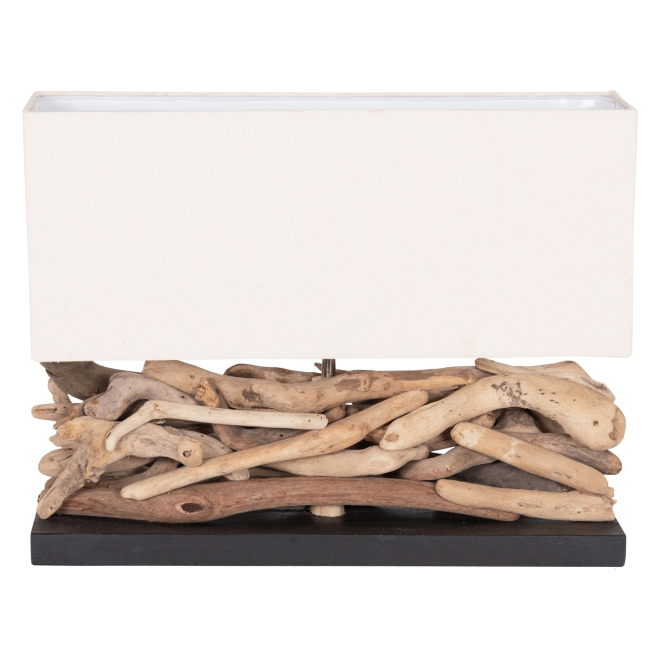 TABLE LAMP RECTANGULAR TWIGGY HM4432 DRIFTWOOD and WHITE CAP 50x16.5x38Hcm. [3]