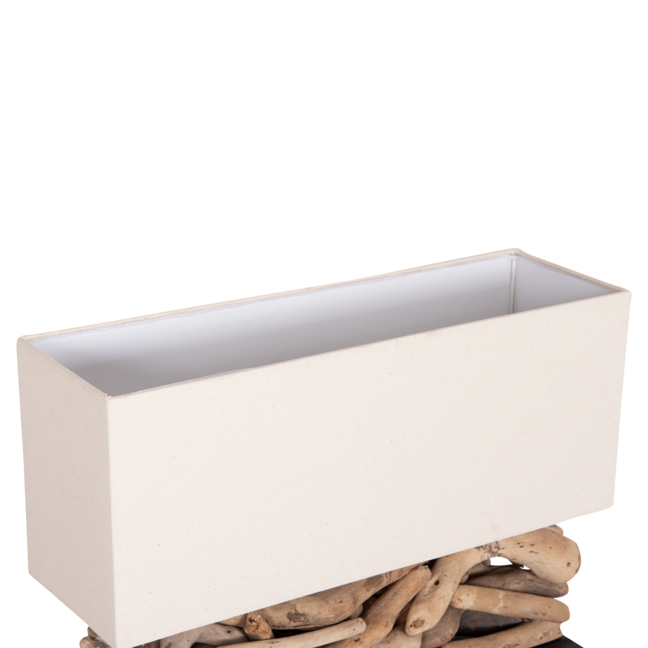 TABLE LAMP RECTANGULAR TWIGGY HM4432 DRIFTWOOD and WHITE CAP 50x16.5x38Hcm. [8]