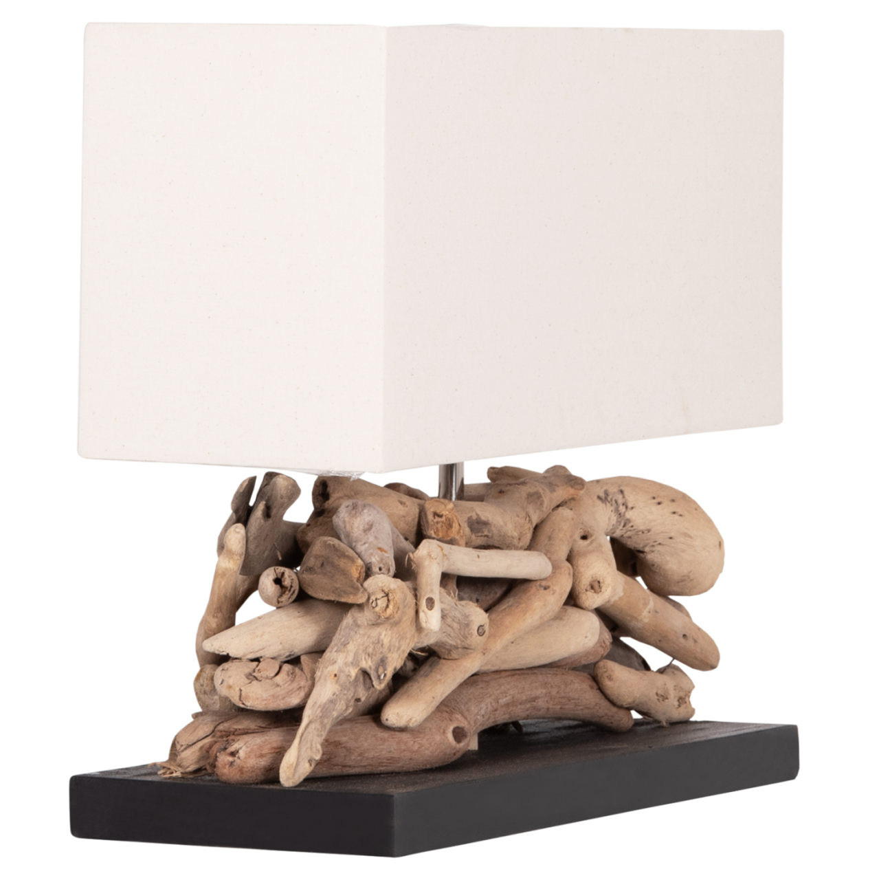 TABLE LAMP RECTANGULAR TWIGGY HM4432 DRIFTWOOD and WHITE CAP 50x16.5x38Hcm. [4]
