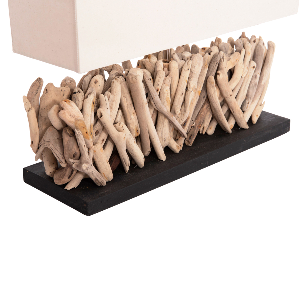 TABLE LAMP RECTANGULAR TWIGGY HM4434 DRIFTWOOD and WHITE CAP 56x16.5x43Hcm. [6]