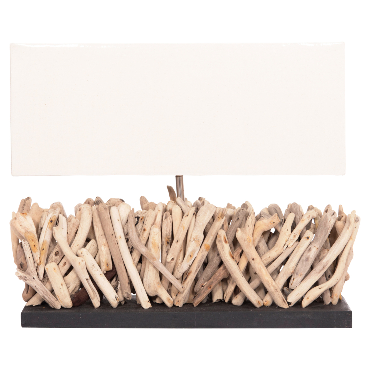TABLE LAMP RECTANGULAR TWIGGY HM4434 DRIFTWOOD and WHITE CAP 56x16.5x43Hcm. [3]