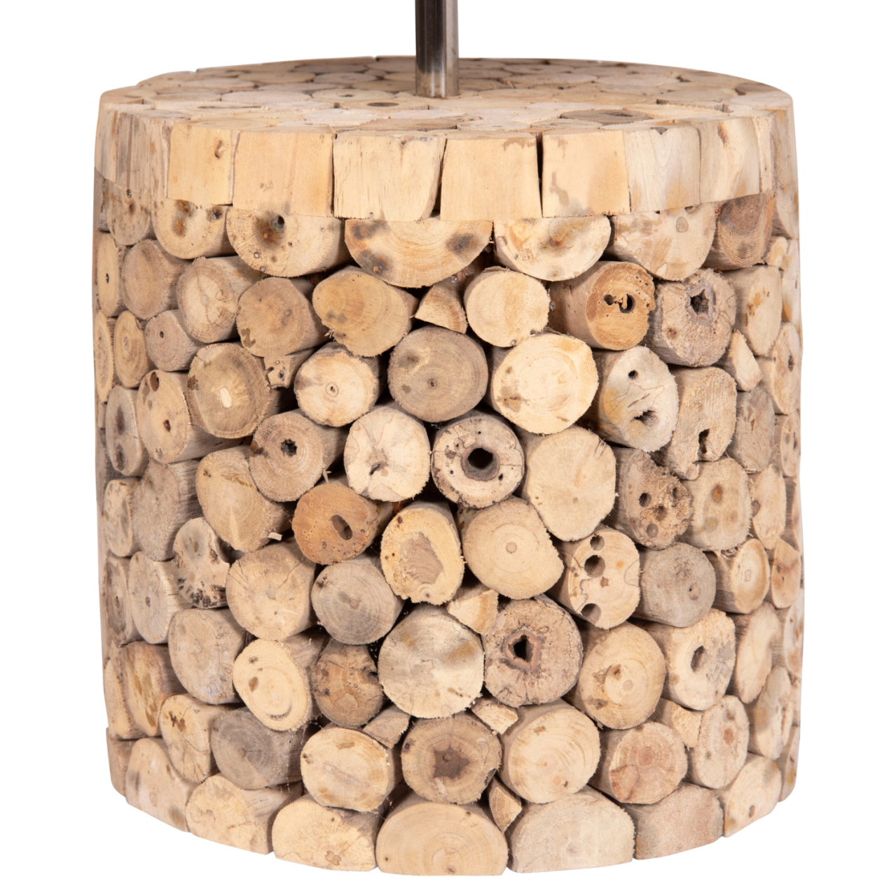 TABLE LAMP ROUND TWIGGY HM4427 DRIFTWOOD and BEIGE CAP Φ24.5x45Hcm. [4]