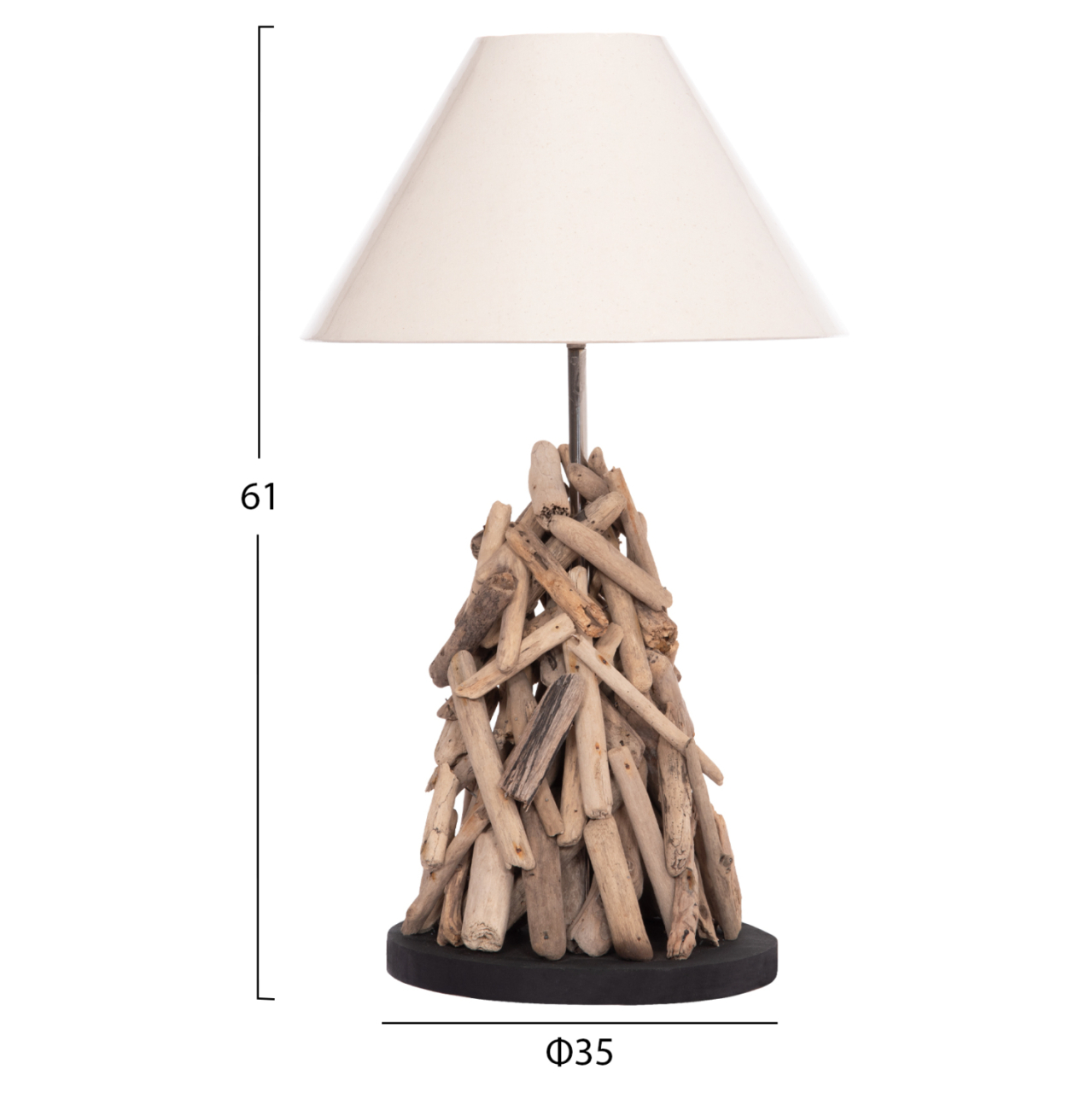 TABLE LAMP TWIGGY HM4423 DRIFTWOOD and WHITE CAP Φ35x61Hcm. [2]