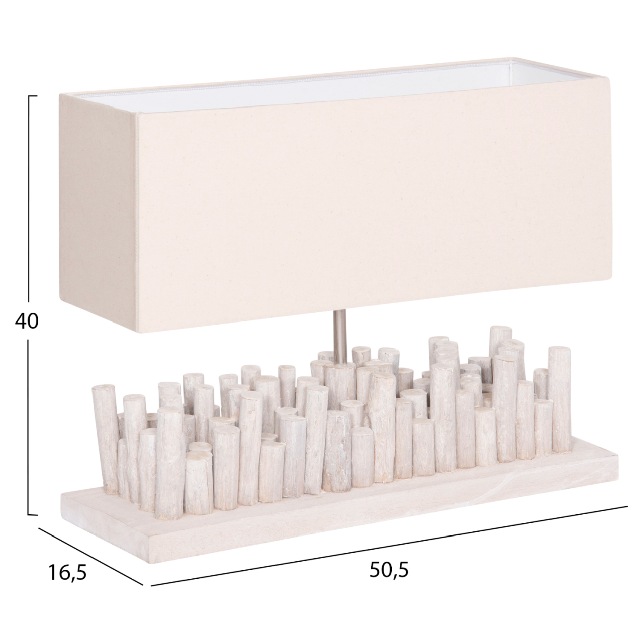 TABLE LAMP TWIGGY HM4426 DRIFTWOOD and CAP IN WHITE 50.5x16.5x40Hcm. [2]