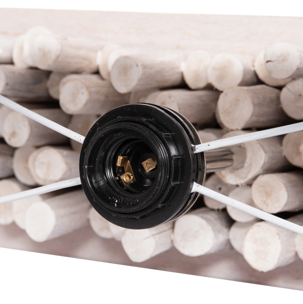 TABLE LAMP TWIGGY HM4426 DRIFTWOOD and CAP IN WHITE 50.5x16.5x40Hcm. [6]