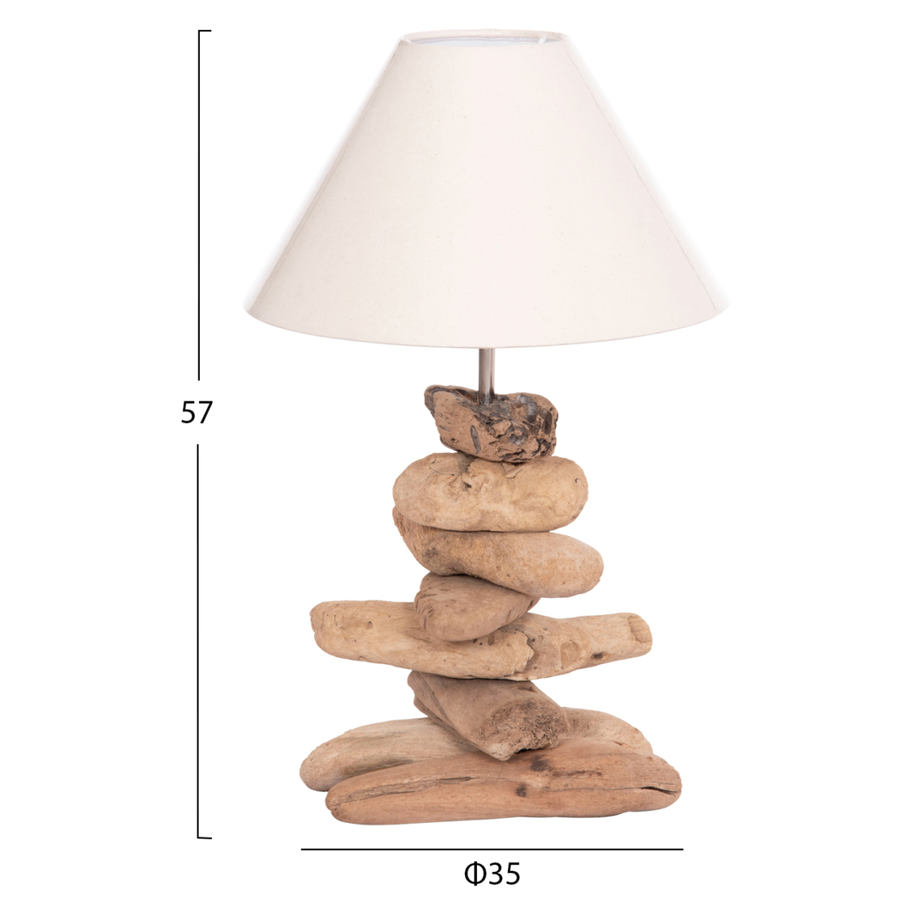 TABLE LAMP TYGO HM4436 DRIFTWOOD and WHITE CAP Φ35x57Hcm. [2]