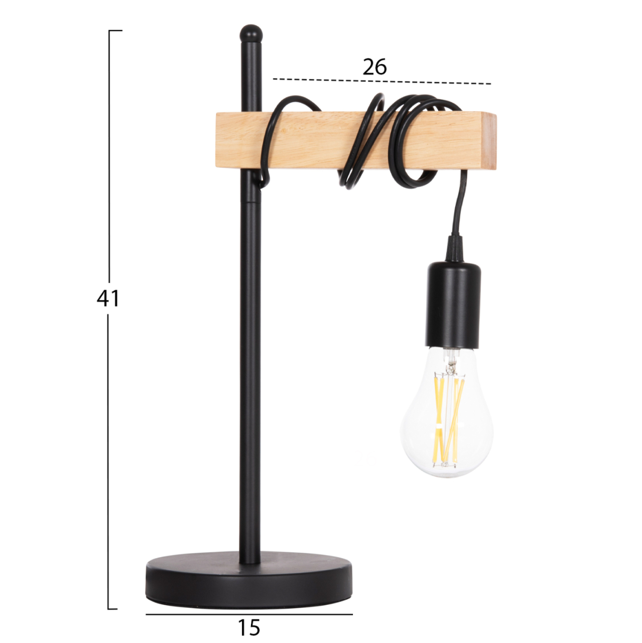 TABLE LAMP VOLKS HM4659 METAL--WOOD 15x26x41Hcm. [2]