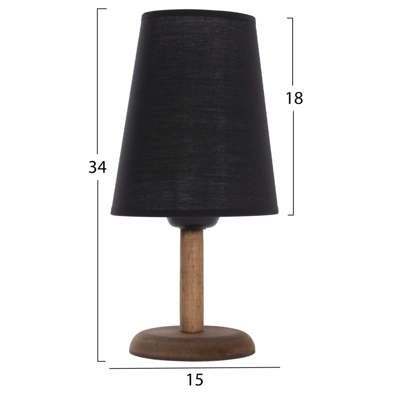 TABLE LAMP WALNUT COLOR WOOD WITH CYLINDRICAL BLACK CAP Φ15x34Hcm.HM7692.01 [2]