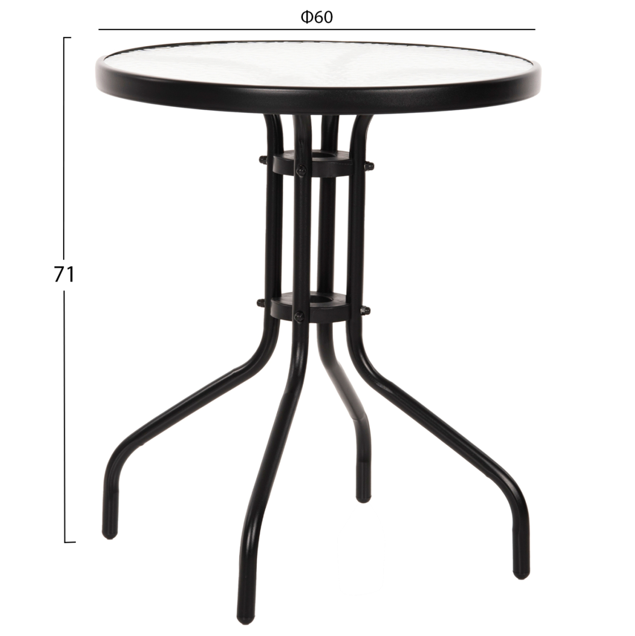 TABLE LIMA HM5079.03 METAL BLACK WITH TEMPERED GLASS TOP Φ60x68Hcm. [2]