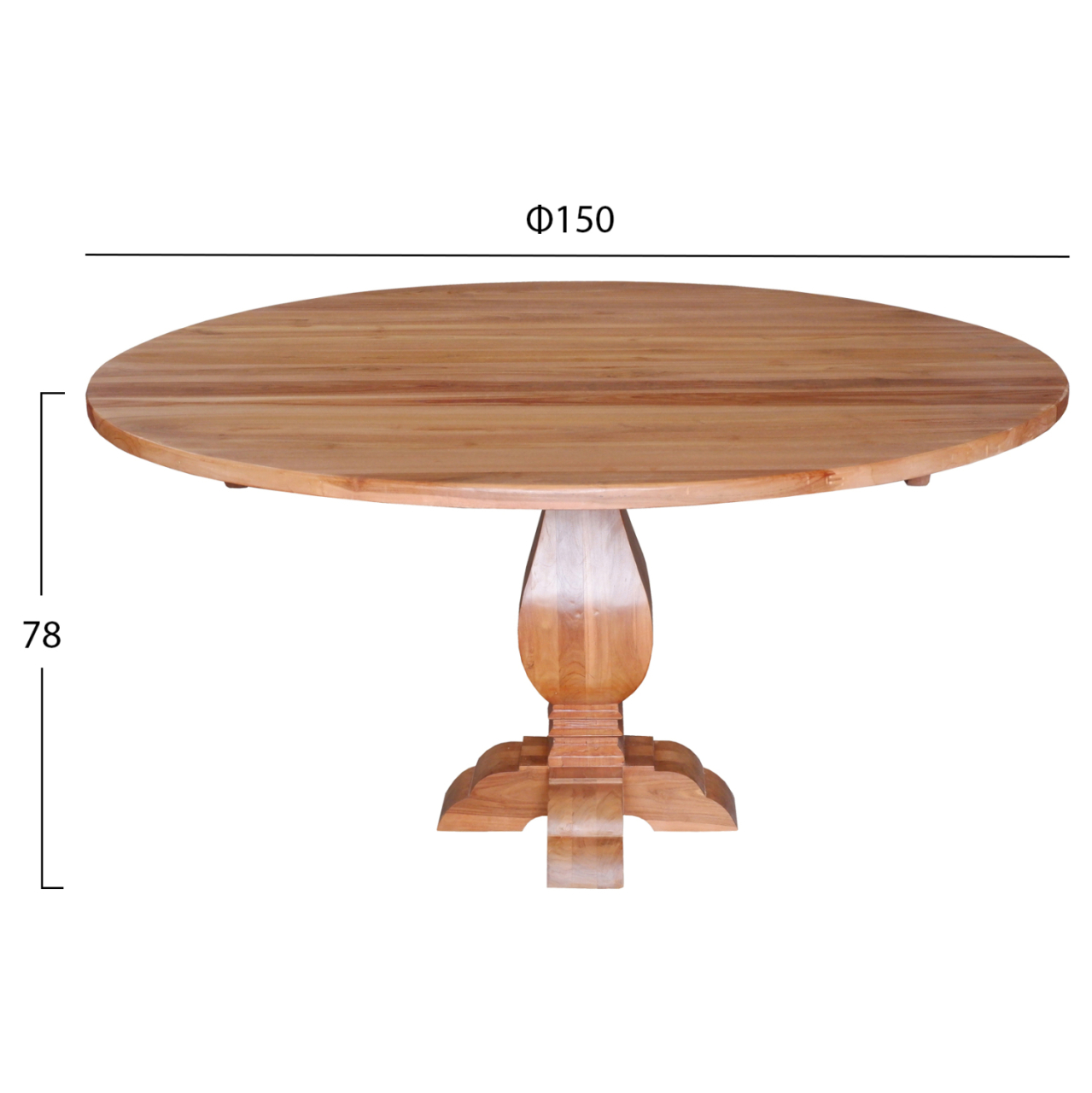 TABLE ROUND VEDU HM9464.01 TEAK WOOD CARVED LEG Φ150x78Hcm. [2]