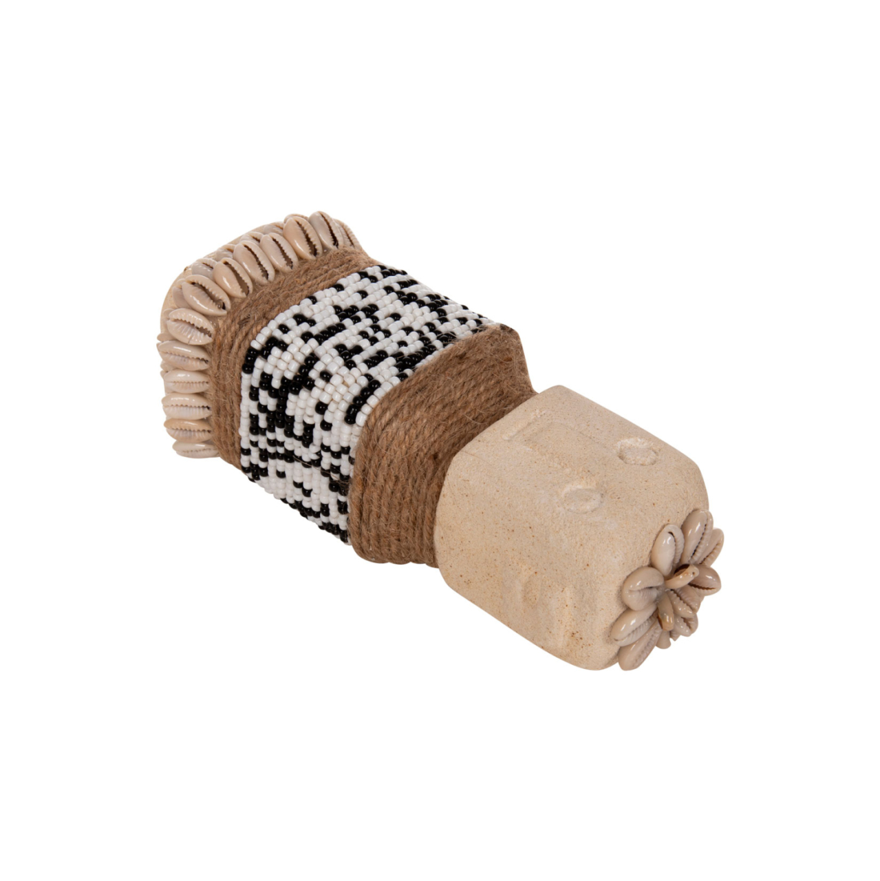 TABLE STATUETTE SUMBA HM4309 MADE OF WHITE PARAS STONE-BEADS-SEAGRASS ROPE 7x7x17Hcm. [9]