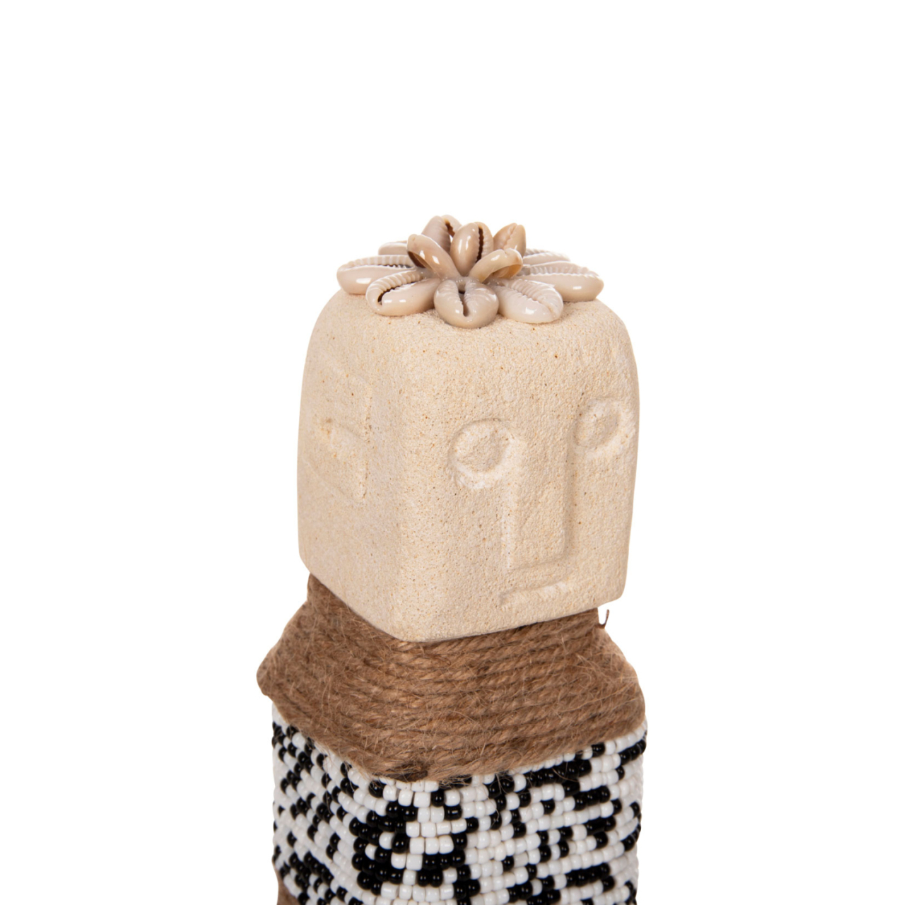 TABLE STATUETTE SUMBA HM4309 MADE OF WHITE PARAS STONE-BEADS-SEAGRASS ROPE 7x7x17Hcm. [6]