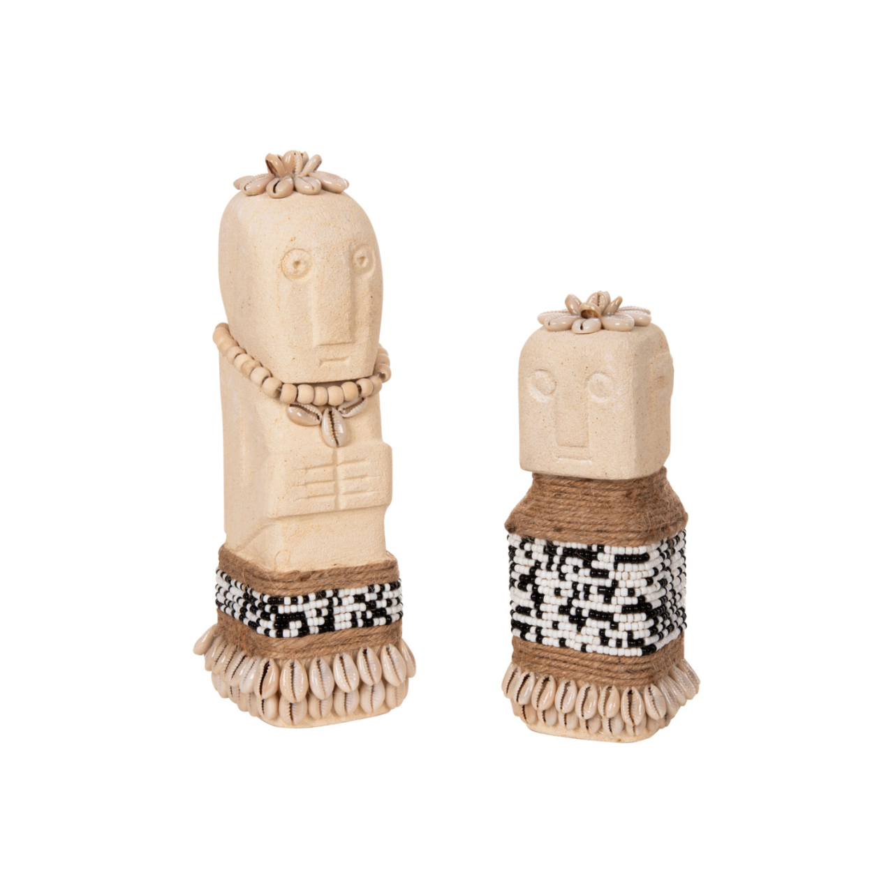 TABLE STATUETTE SUMBA HM4309 MADE OF WHITE PARAS STONE-BEADS-SEAGRASS ROPE 7x7x17Hcm. [10]