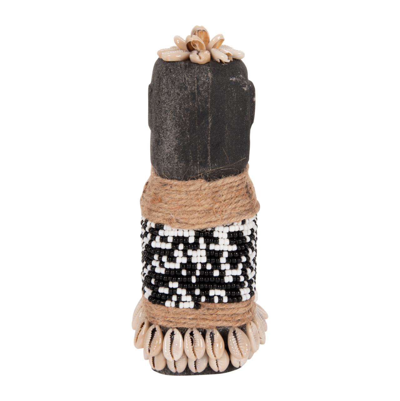 TABLE STATUETTE SUMBA HM4311 MADE OF BLACK PARAS STONE-BEADS-SEAGRASS ROPE 7x7x17Hcm. [4]