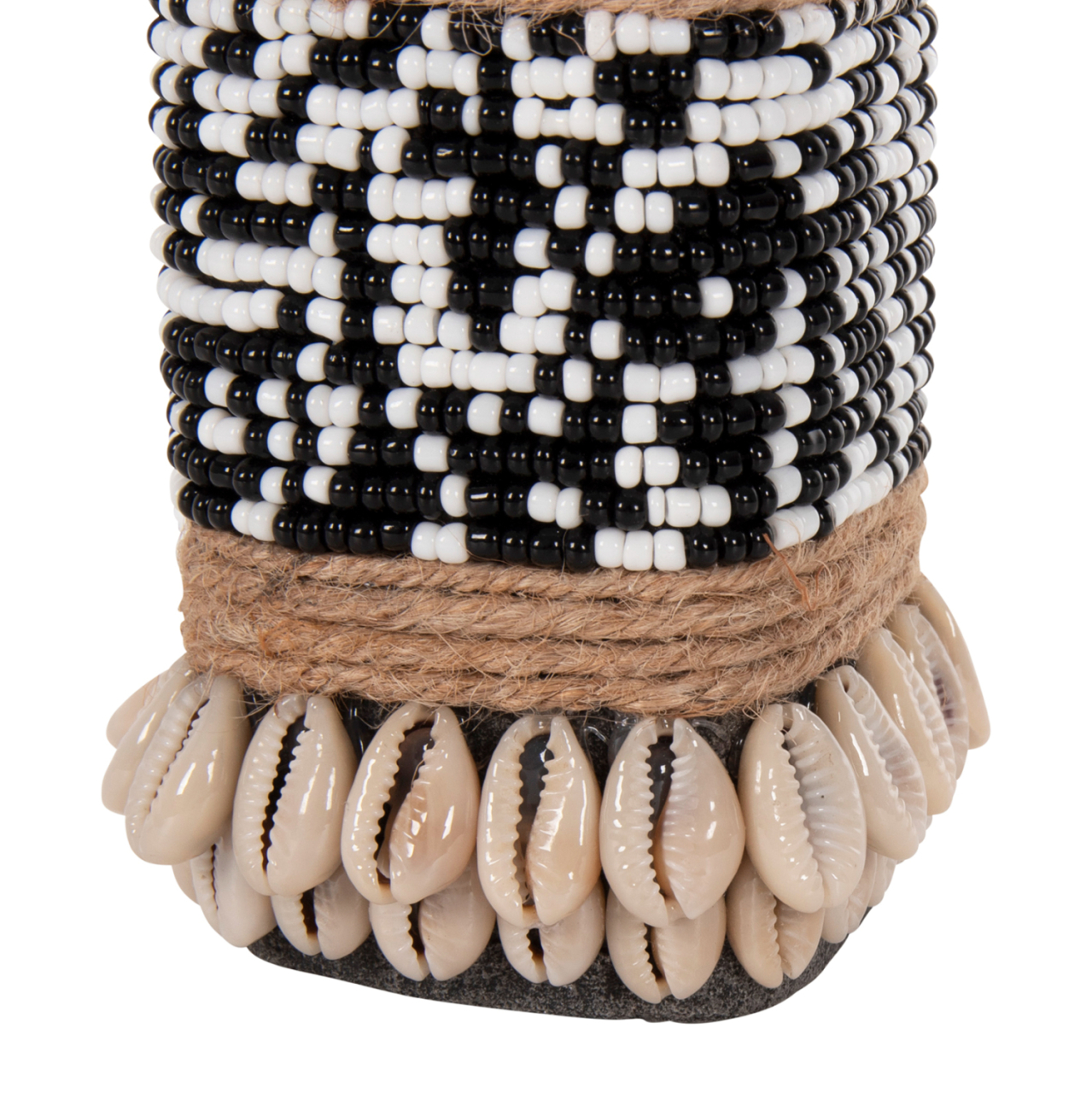 TABLE STATUETTE SUMBA HM4311 MADE OF BLACK PARAS STONE-BEADS-SEAGRASS ROPE 7x7x17Hcm. [6]