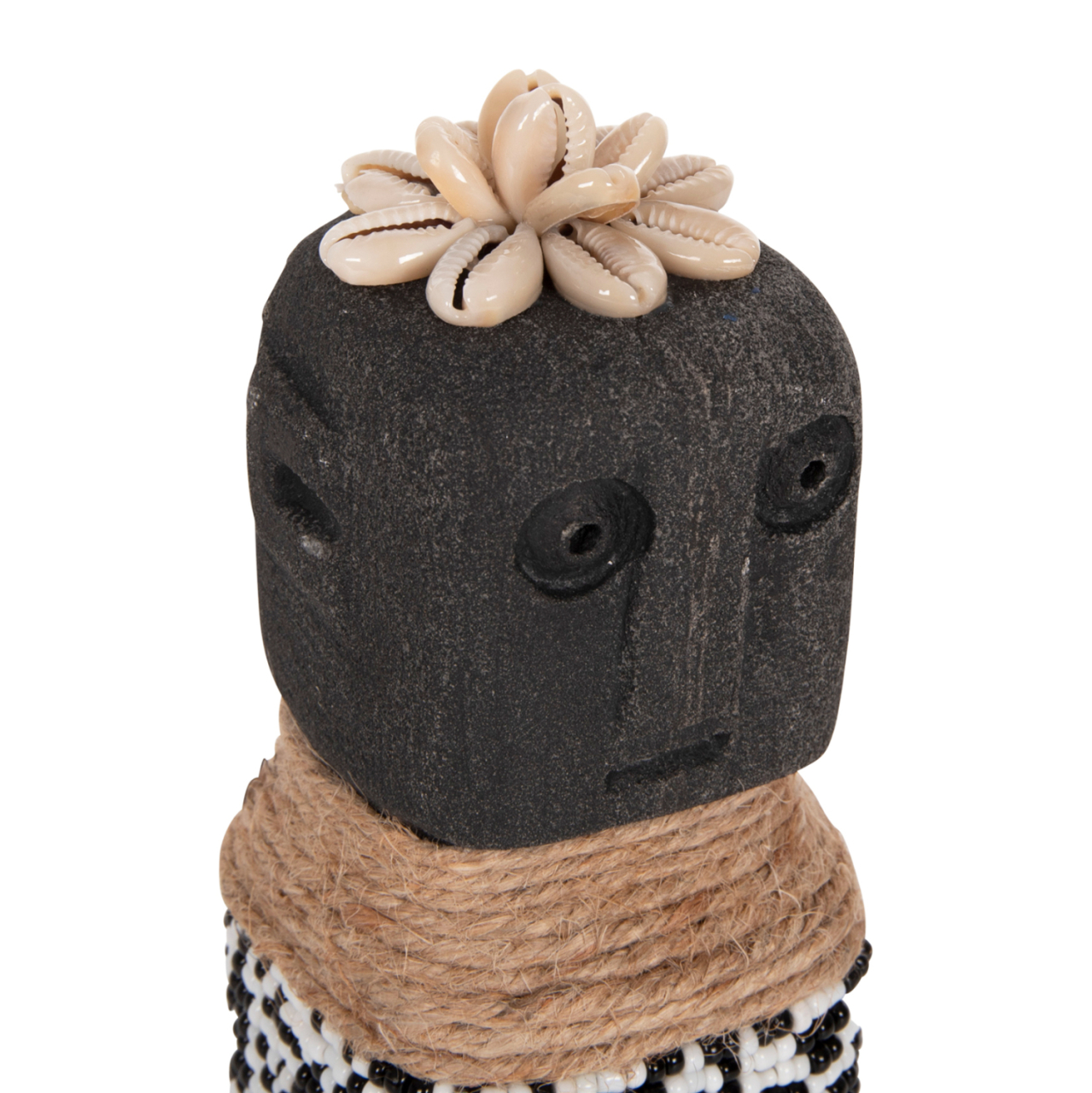 TABLE STATUETTE SUMBA HM4311 MADE OF BLACK PARAS STONE-BEADS-SEAGRASS ROPE 7x7x17Hcm. [5]